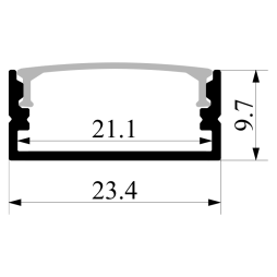 Aluminum profile for LED strip AL-115 2 meters anodized overhead LEDUA