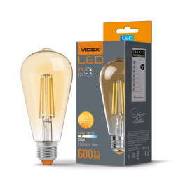 LED лампа VIDEX Filament ST64FAD 6W E27 2200K дімерна бронза