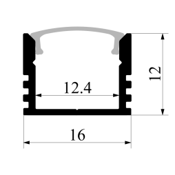 Aluminum profile for LED strip AL-90 2 meter not anodized surface mounted LEDUA