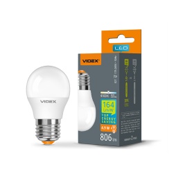 LED lamp 4.9W G45h E27 4100K 220V (VL-G45h-49274) VIDEX
