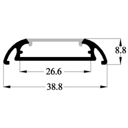 Aluminum profile for LED strip AL-20 1 meter anodized LEDUA surface mount