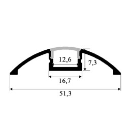 Aluminum profile for LED strip AL-20-1 1 meter anodized LEDUA surface mount
