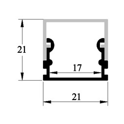 Aluminum profile for LED strip AL-02-3 1 meter anodized LEDUA surface mount