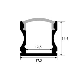 Aluminum profile for LED strip AL-04 1 meter anodized LEDUA surface mount
