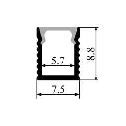 Aluminum profile for LED strip AL-04-2 1 meter anodized surface mounted LEDUA