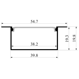 Aluminum profile for LED strip AL-16-1 2 meters anodized recessed LEDUA