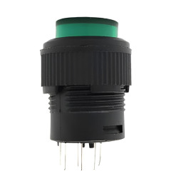 Button Lemanso LSW13 round green with LED backlight ON-OFF/R16-503AD 3A 250VAC multiple 25 pieces