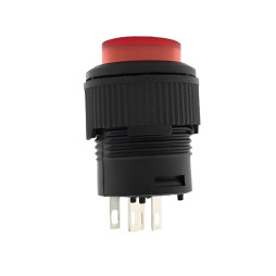 Button Lemanso LSW13 round red with LED backlight ON-OFF/ 3A 250VAC