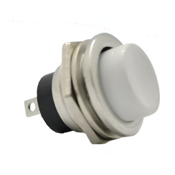 Button Lemanso LSW14 round white metal. OFF-(ON)/ DS-212 multiple 25 pieces