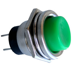 Button Lemanso LSW14 round green metal OFF-(ON)/ DS-212 multiple 25 pieces
