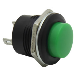 Button Lemanso LSW38 round green without fix. ON-(OFF) / R13-507C 3A 250VAC multiple of 25 pieces