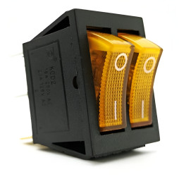 Switch Lemanso LSW04 double yellow with backlight / KCD2-2101N 15A 250VAC multiple of 25 pieces