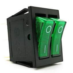 Switch Lemanso LSW04 double green with backlight / KCD2-2101N 15A 250VAC multiple of 25 pieces