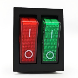 Switch Lemanso LSW04 double red-green with backlight / KCD2-2101N 15A 250VAC