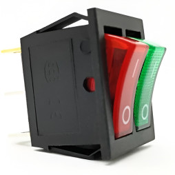 Switch Lemanso LSW04 double red-green with backlight / KCD2-2101N 15A 250VAC