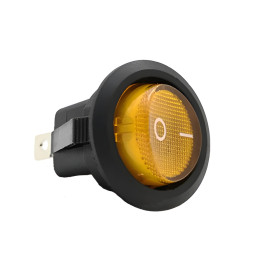 Switch Lemanso LSW07 round yellow with backlight / KCD1-101N-8С 6A 250VAC multiple of 25 pieces