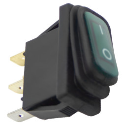 Switch Lemanso LSW36 3PIN green with fix. and with backlight IP45 ON-OFF / KCD3-101NW 15A 250VAC multiple 25 pieces