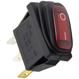 Switch Lemanso LSW36 3PIN red with fix. and with backlight IP45 ON-OFF / KCD3-101NW 15A 250VAC multiple of 25 pieces
