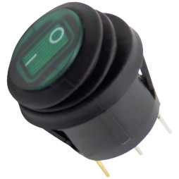 Switch Lemanso LSW37 3PIN green with fix. IP45 ON-OFF / KCD1-5-101NW 6A 250VAC multiple of 25 pieces