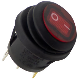 Switch Lemanso LSW37 3PIN red with fix. IP45 ON-OFF / KCD1-5-101NW 6A 250VAC multiple of 25 pieces