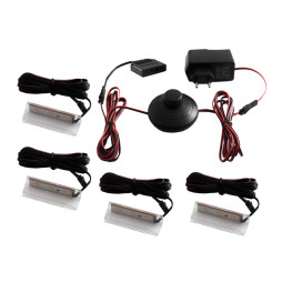 Set of plastic LED clips for lighting glass shelves with foot switch 4pcs 110-240VAC 6 cm white light, black wire LEDUA