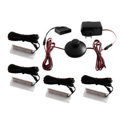 Set of plastic LED clips for lighting glass shelves with foot switch 4pcs 110-240VAC 6 cm blue light, black wire LEDUA