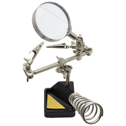 Desktop magnifier with soldering iron stand Lemanso and 2 crocodile clips/ LM9130