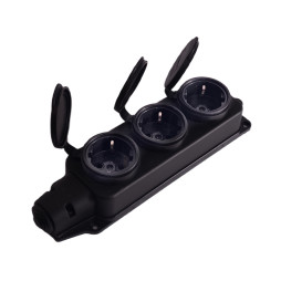 Block 3 sockets with grounded rubber LMA062 Lemanso