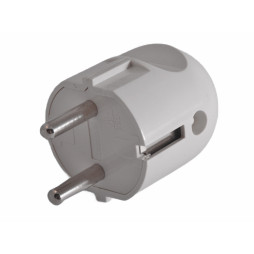 Straight plug with grounding white / LMA008 Lemanso