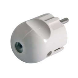 Straight plug with grounding white / LMA008 Lemanso