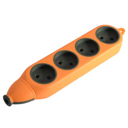 Orange block 4 sockets 10A/250V, 2.1A, without grounding. / LMK75003 Max.2500W orange Lemanso