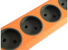 Orange block 4 sockets 10A/250V, 2.1A, without grounding. / LMK75003 Max.2500W orange Lemanso