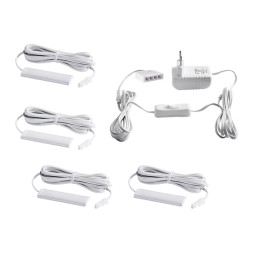 Set of LED lamps with manual switch for lighting furniture shelves 4pcs 220V white light white wire LEDUA