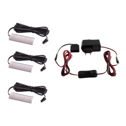 Set of LED lamps with manual switch for lighting furniture shelves 3pcs 220V blue light black wire LEDUA