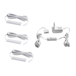 Set of LED lamps with manual switch for lighting furniture shelves 3pcs 220V blue light white wire LEDUA