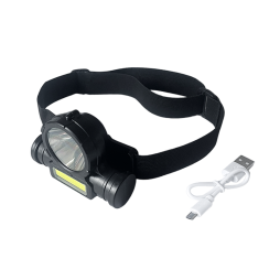 Headlamp with USB charging LED+COB (plastic)