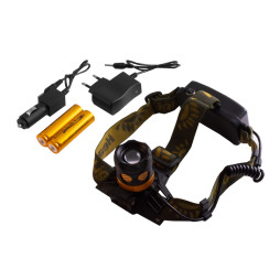 Headlamp 6813A-2XPE(white+blue),2x18650,220V/12V battery,zoom,Box Police