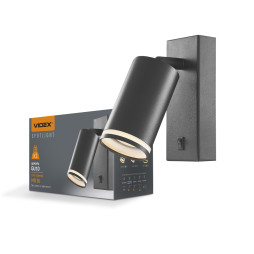 VIDEX lamp for lamp GU10 VL-SPF05E-B wall mounted with button black