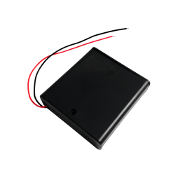 Battery case x4 "AA" with cover and ON-OFF switch, 70x65x19mm, wire (1-0976)