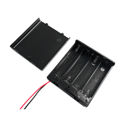 Battery case x4 "AA" with cover and ON-OFF switch, 70x65x19mm, wire (1-0976)