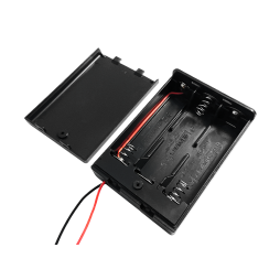 Battery case x3 "AA" with cover and ON-OFF switch, 64x48x19mm, wire (1-0977)