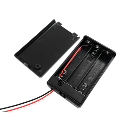 Battery case x3 "AAA" with cover and ON-OFF switch, 62x36x16mm, wire (1-0981)