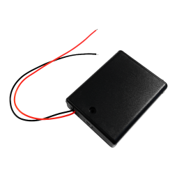 Battery case x4 "AAA" with cover and switch ON-OFF, 62x48x16mm, wire (1-0982)