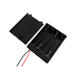 Battery case x4 "AAA" with cover and switch ON-OFF, 62x48x16mm, wire (1-0982)