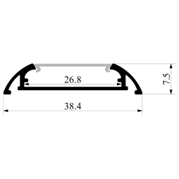 Aluminum profile for LED strip AL-20 2 meters anodized surface LEDUA