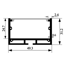 Aluminum profile for LED strip AL-23 2 meters anodized surface hanging LEDUA