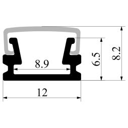 Aluminum profile for LED strip AL-02-1 2 meters anodized surface mounted LEDUA