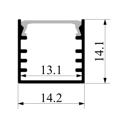 Aluminum profile for LED strip AL-04-1 2 meters anodized surface mounted LEDUA