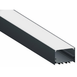 Aluminum profile for LED strip AL-137 2 meters RAL 7016 anthracite gray surface mounted suspended LEDUA
