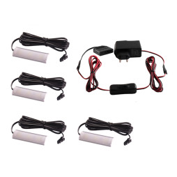 Set of LED lamps with manual switch for lighting furniture shelves 4pcs 220V white light black wire LEDUA